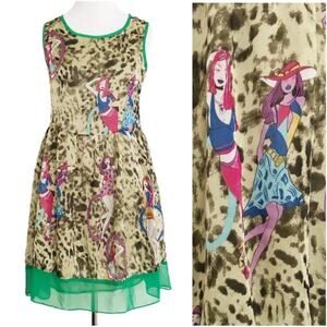 SWALLOW HU 100% Silk Hula Hoop Ladies on Beach Dress Size S